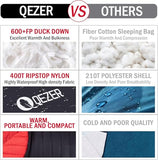 QEZER Ultralight Down Sleeping Bag for Adults with 600 Fill Power, Compact All Seasons Sleeping Bag for Backpacking, Hiking and Camping