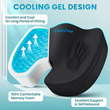 Office Chair Seat Cushion, Cooling Gel Enhanced Memory Foam Cushion for Long Sitting - Black, Large
