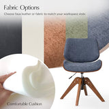 HULALA HOME Faux Leather Swivel Desk Chair No Wheels, Blue