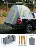 JOYTUTUS Pickup Truck Tent 2.0, Waterproof PU2000mm Double Layer for 2 Person, Portable Truck Bed Tent with Rainfly, 5.5'-5.8' Camping Preferred - Green, Aluminum Poles