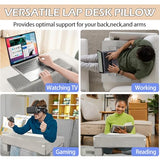 Lap Desk Pillow for Laptop, Large Reading Pillow for Adult, Ergonomic Arm Rest Pillow with Cup Holder