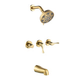 3 Handles Shower Faucet Set with Tub Spout Bathtub Shower Faucet Combo Set Shower System Complete Tub and Shower Trim Kit Brushed Gold Shower Set