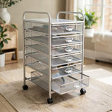 6-Tier Rolling File Cart with Mesh Drawers - 66 lb Capacity Mobile Storage for Office & Home
