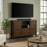 SIMPLIHOME Burlington 54" Wide Solid Wood TV Stand in Mahogany Brown