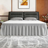 ANARACHON Twin Bed Skirt, Elastic Wrap Around Bed Skirt Twin Size, Bed Skirts for Adjustable Bed, Easy Fit with 18" Drop Length Tailored Drop Dust Ruffle (Drey)