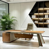 LSIGHTUS Minimalist Style L Shaped Executive Office Desk with Cabinet
