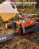 52cc Gas Powered Chainsaw, 2-Stroke Engine with Quick Start & Ergonomic Non-Slip Handle for Efficient Wood Cutting, Tree Trimming and Land Clearing- Orange