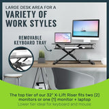 Standing Desk Converter - 32 Inch Adjustable Sit to Stand Up Workstation, Particle Board