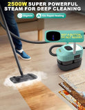 Zerpyor Steam Mop, 19 in 1 Detachable Steam Cleaner, 54OZ Tank, 10S Heat-up, Pressurized Deep Cleaning Steamer, 3-Level Temp & 221°F for Floors, Carpets, Tiles, BBQ grill, Car, Window (MINT GREEN)
