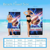 PoshWrap Baseball Beach Towel for Boys Personalized Kids Towels with Name - Custom Quick Dry Baseball Gifts for Summer Vacation (2 Sizes)
