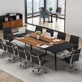 Tribesigns 8FT Conference Table, 94.48L x 47.24W x 29.52H Inches Boat Shaped Meeting Table with Rectangle Grommet