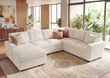 HONBAY Corduroy Sectional Sleeper Sofa with Pull Out Bed