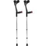 PEPE Mobility Forearm Crutches for Adults (x2 Units) Open Cuff, Adjustable Height, Aluminium, Lightweight Elbow Crutches, Black, Made in Europe