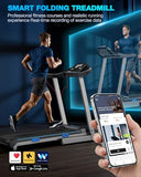 WELLFIT Treadmill with 15% Auto Incline, 400LBS Capacity, Foldable Treadmills with Handlebar, Heart Rate Sensor, LED Display, App Control