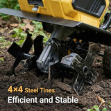 Mellif 40V Cordless Garden Tiller/Cultivator Compatible with Dewalt 20v Max Battery (Tool Bare) 14.2'' Width 8.7'' Depth 16 Steel Tines