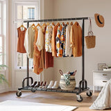 Raybee Heavy Duty Clothes Rack, Clothing Racks for Hanging Heavy Clothes 200+, Rolling Clothing Rack Load 530 LBS, Extendable & Adjustable with Wheels, Black
