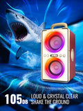 YIER Bluetooth Speaker, 240W Peak Loud Party Speaker with Big Bass, 20H Playtime, TWS, BT5.3, Large Portable Wireless Boom Box with LED Light for Outdoor Backyard Beach Home (Leather Red)