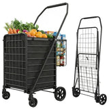 Folding Shopping Cart with Waterproof Liner & 360° Swivel Wheels | Collapsible Grocery Cart for Easy Transport