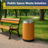 Zedfire 17 Gallon Round Outdoor Trash Can - Heavy Duty Steel & Wood Composite Commercial Decorative Garbage Bin
