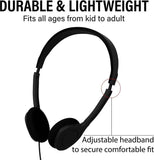Maeline Bulk Classroom Student Headphones with Microphone, On Ear Stereo Headphones with Mic for Kids Online Learning, Library, School, Airplane, Travel - 3.5mm Plug - 200 Pack