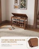 IUNVR Shoe Rack Bench Seat Rubberwood 3-Tier Wooden Storage Bench 550lbs Compact Mid-Century Modern Design for Entryway, Hallway, Closet, Front Door Entrance, Foyer