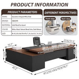 Executive Desk, L Shaped Executive Office Desk with Locking Drawer & File Cabinet