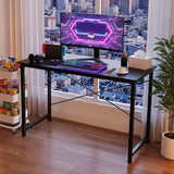 47 Inch Computer Office Desk for Small Spaces, Writing Gaming Work Desk Modern Study Table, Black