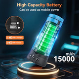 Dimgogo Rechargeable Camping Light with Stand 7ft Max Height, 15000mAh Portable Cordless LED Work Light, 5500 Lumen 6500/4500/3500K Dimmable Emergency Flashlight with Detachable Tripod, Blue
