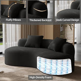 79" Curved Loveseat, Boneless Deep Seat Boucle Cloud Sofa, Black