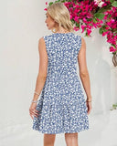 MOLERANI Women Summer Casual Sundress Sleeveless V Neck Button Down Tiered Dresses with Pockets Poolside Petite Lightweight,GY BU S Floral,2XL