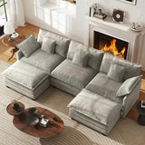 WorthFurni 111.4" Modular Sectional Sofa, U Shape Cloud Couch with 2 Movable Ottoman