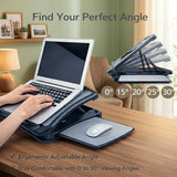 Laptop Lap Pad Laptop Stand with Attached Mouse Pad, Cushion and USB Cooling Fan