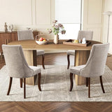 71" Kitchen Dining Table 5 Piece Set with Velvet Upholstered Chairs