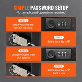 Key Safe with Combination & Key Lock, Digital Security Storage Box Steel Key Organizer with Adjustable Racks