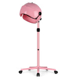 Professional Hooded Hair Dryer Pink,Stand Hair Dryer Bonnet with 3 Temperature Settings,Height Adjustable Sit Under Dryer on Wheels