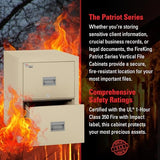 FireKing Patriot Vertical 2 Drawer Fire Rated File Cabinet, Parchment
