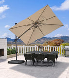 PURPLE LEAF 6.5' X 10' Left-right Tilt Patio Umbrella Outdoor Cantilever Swivel Rectangle Umbrella Aluminum Offset Umbrella with 360-degree Rotation for Garden Deck Pool Patio Beige