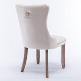 MOOLSUN Velvet Dining Chairs Set of 8, High Back Side Chairs, Modern Padded High-End Tufted Upholstered Chairs with Button-Tufted Back & Rear Pull Tabs, Solid Wood Legs E-Beige(Solid Wood Legs)