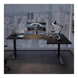 zhongxlla Standing Desk, Adjustable Height L-Shaped Leather PC Desk