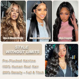 30 Inch Body Wave Lace Front Wigs Human Hair 200% Density Body Wave Human Hair Wig Glueless Wigs Human Hair Pre Plucked with Baby Hair 13x6 Transparent HD Lace Front Wigs Human Hair Natural Black