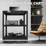3-Layer Utility Steel AV Cart with Wheels Power Strip, 35" x 25" x 24"-42" Height Adjustable Rolling Projector Cart