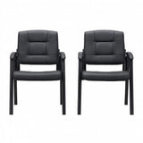 Naomi Home Faux Leather Guest Reception Chair with Armrests - Black