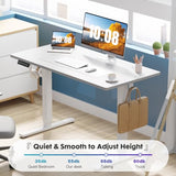 Electric Standing Desk Adjustable Height, 48x24 Inch Sit Stand Up Home Office Desks Computer Workstation PC Work Table, White