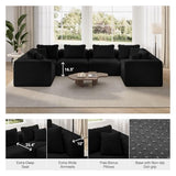 Novilla 141" Modular Sectional Sofa, U Shape Family Size Sectional Couch, Modern Cloud Design with Smarts Coil® Support