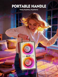 YIER Bluetooth Speaker, 240W Peak Loud Party Speaker with Big Bass, 20H Playtime, TWS, BT5.3, Large Portable Wireless Boom Box with LED Light for Outdoor Backyard Beach Home (Leather Red)