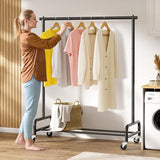 SLEEPING LAMB Heavy Duty Clothing Racks for Hanging Clothes Rack, 43" Wide Rolling Garment Rack Metal Clothing Hanger Rack with Wheels (Black)