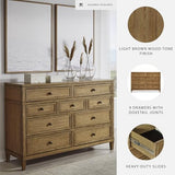 Signature Design by Ashley Sharlance Casual 9-Drawer Dresser with Felt-Lined Top Drawer and Easy Glide for Bedroom, Light Brown