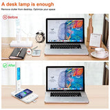 snsok Desk Lamp with Wireless Charger, USB Charging Port, Dimmable Office Desk Light with Clock, Alarm, Date, Temperature (White)