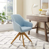 Art Leon Mid Century Modern Desk Chair No Wheels, Swivel Accent Chair with Solid Wood Legs