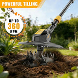 HEINPRO Cordless Tiller Cultivator Compatible with Dewalt 20V MAX Battery, 9In Tilling Width & 7In Depth Electric Tiller for Gardening (Tool Only)
